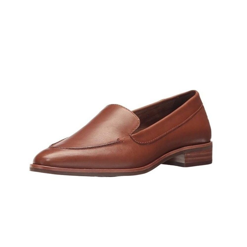 Aerosoles Womens 6 W Tan Brown Leather East Side Slip On Flat Loafers DisplayGN1
